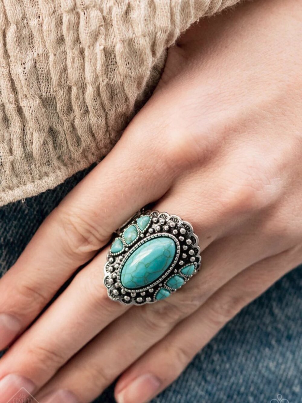 Paparazzi Jewelry Accessories - Rustler Road - Blue Ring - Vintage - Picture 3 of 4